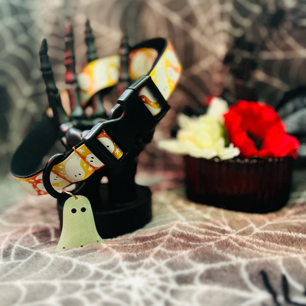 Handmade glow in the dark Ghost Dog Collar